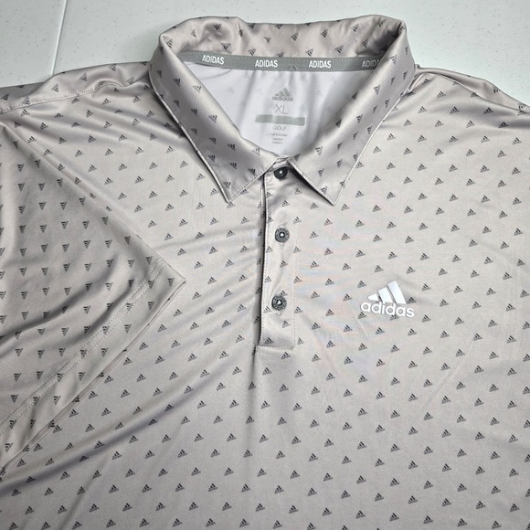 ADIDAS GOLF Men's XL Gray Short Sleeve Overall Print Polo Shirt -1232 - Picture 1 of 7